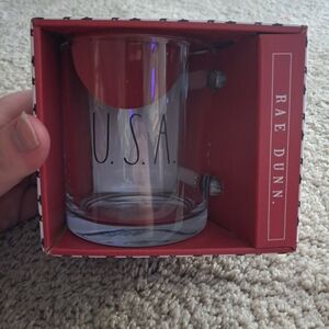 NIB Rae Dunn 18oz USA Clear Glass Mug